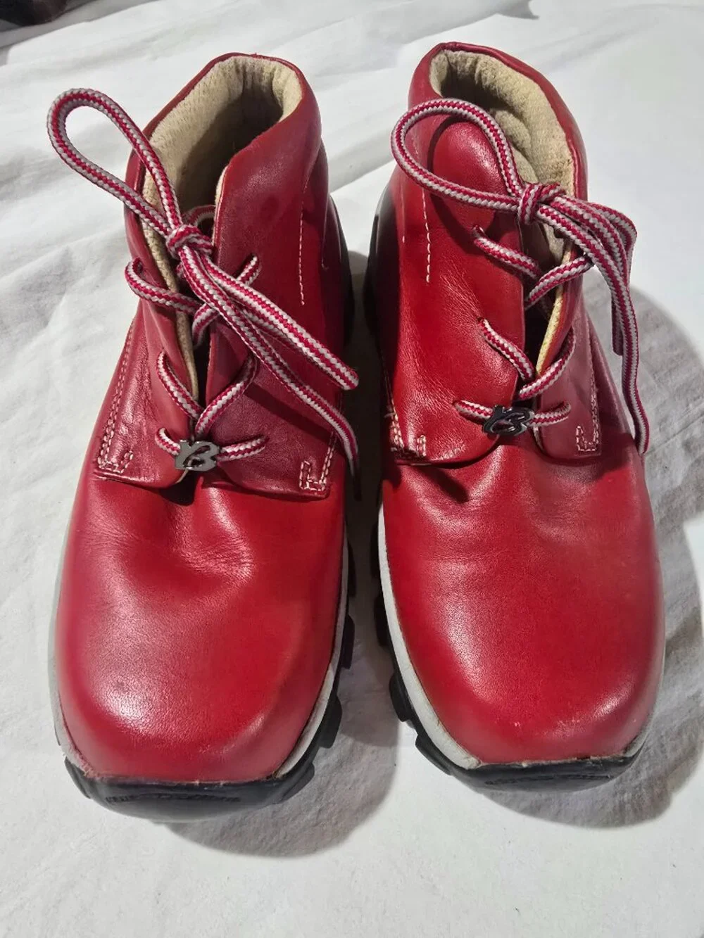 RARE VINTAGE Buffalino Lady B-Boots Red Leather Hiking Boots Size 9.5 GUC